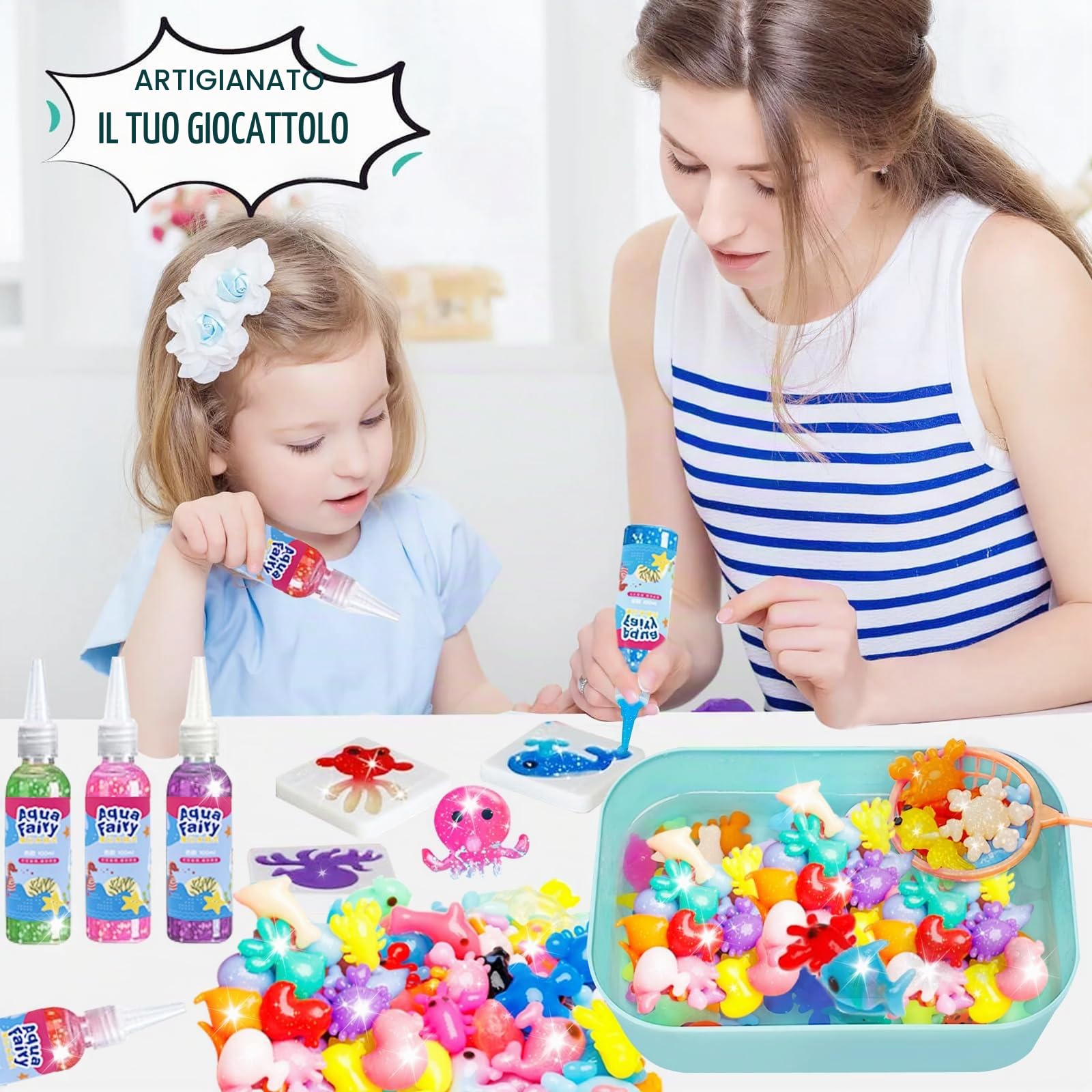 Balakaka Magic Water Elf con con 20 Gel Colorati, Gel Magico per Creare Folletti d'acqua con 18 Formine/Acquario, DIY 3D Attivita Creative Bambino Regalo per Ragazzi e Ragazze 5 6 7 8 9