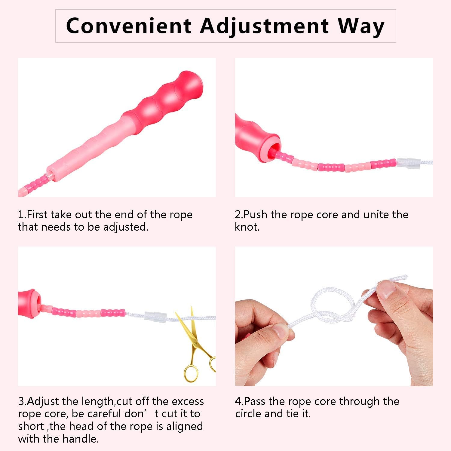 Zonon 3 Pieces Soft Beaded Jump Rope Adjustable Segment Skipping Rope No Intertwing Jump Rope with Anti-Slip Grip for Outdoor and Indoor Sports (Pink, Green, Purple)