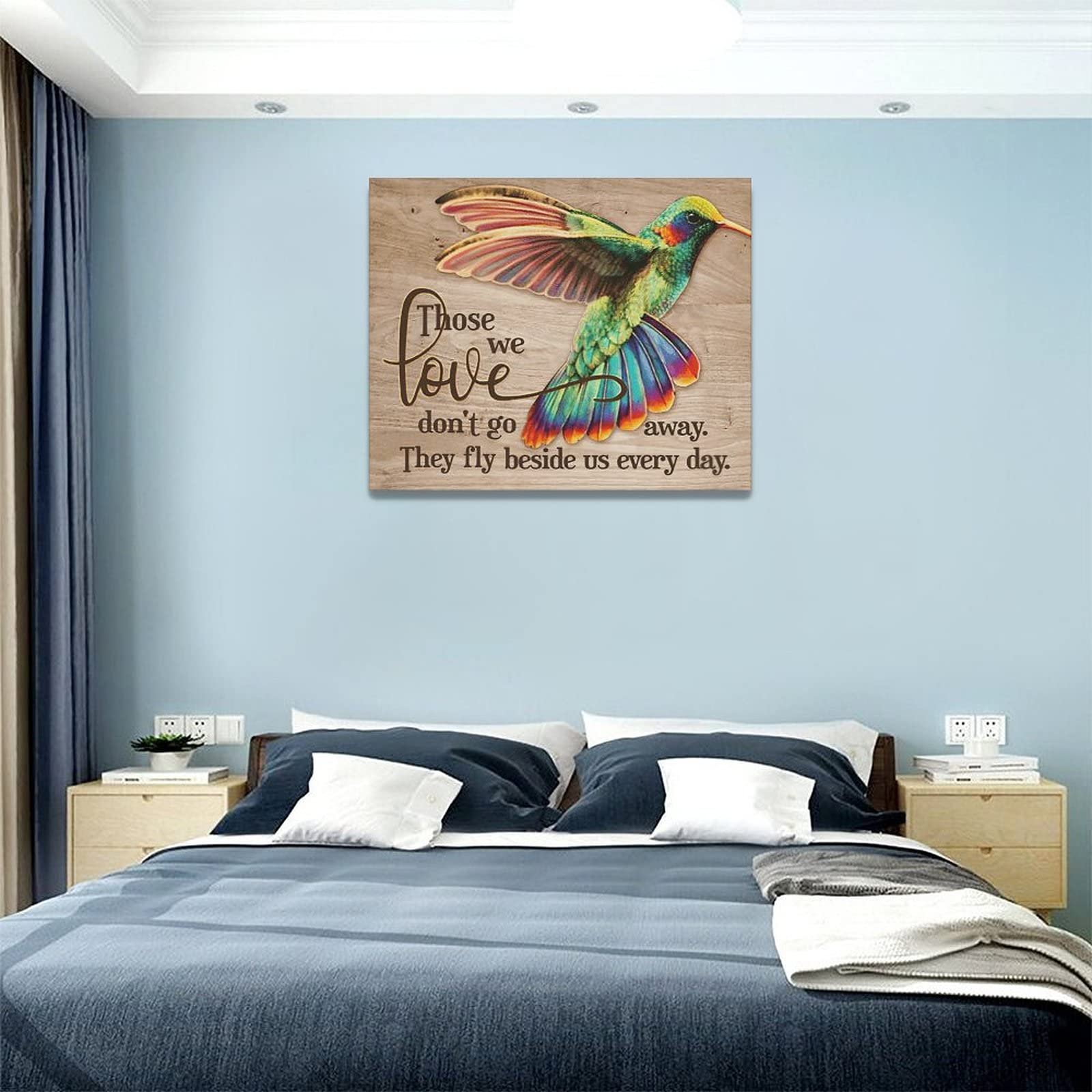 Stampa artistica da parete su tela con fiori e colibrì, decorazione da