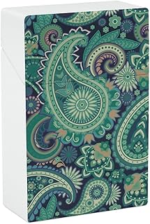 Green Paisley Cigarette Case Waterproof Cigarette Holder Box Portable Flip Open Cigarette Pack