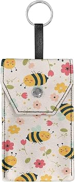 Bee Flower Tissues Purse Pocket Canvas Purse Tissue Packs Snap Button Enclosed Portable Tissue Holder for Office Travel Daily Outgoing
