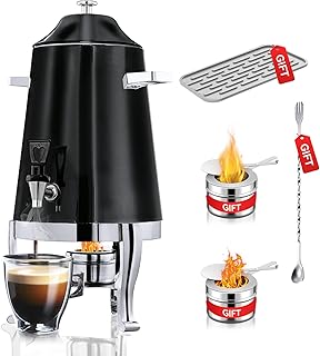 Coffee Urn With Fuel Holder, 3.5 Gallon/13L Stainless Steel Beverage Dispensers for Coffee Tea Hot Water, Hot Drink Dispenser with Stand, Chafer Urn with Spigot for Parties Catering (Painted Black)