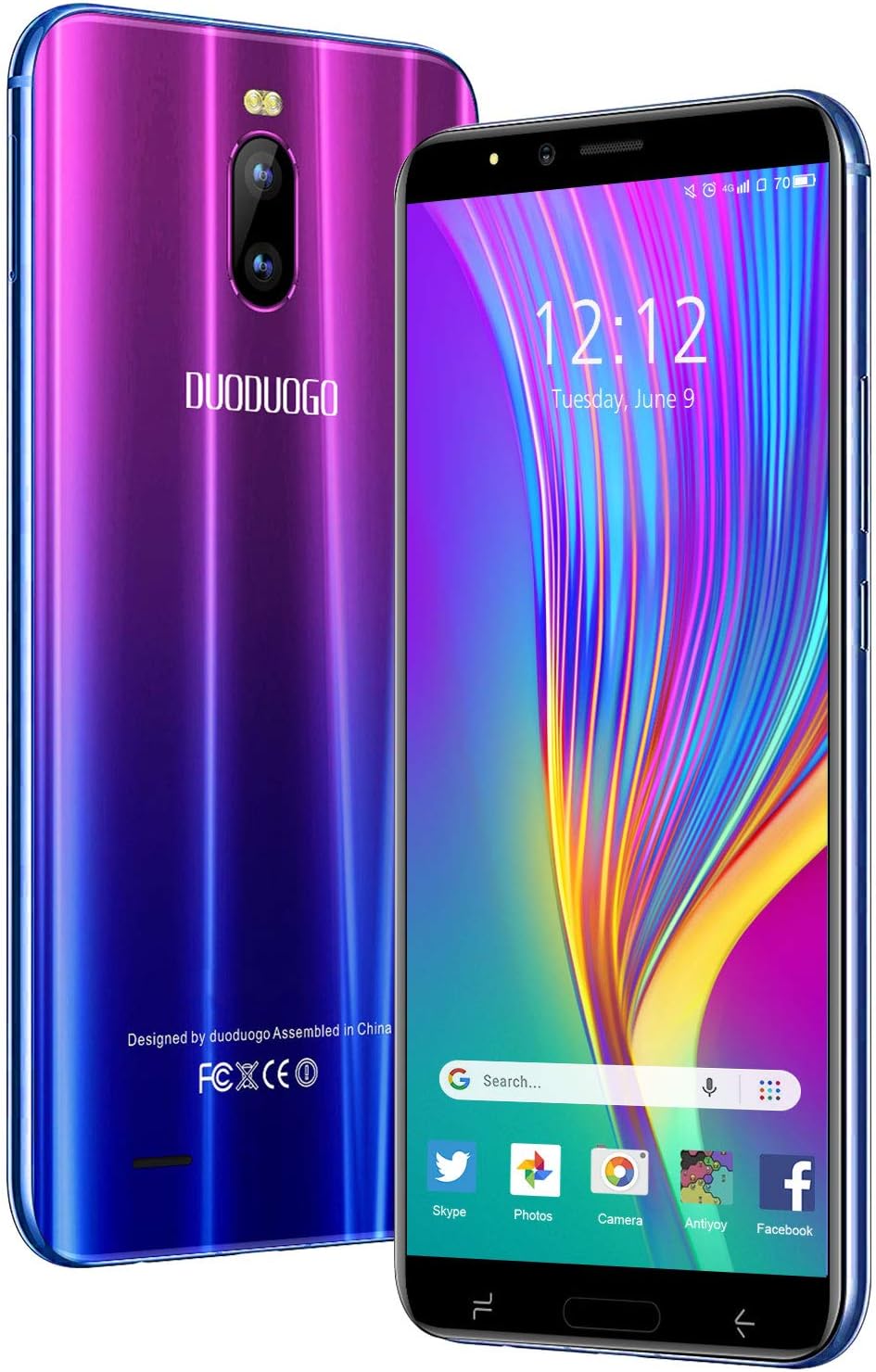 DUODUOGO J6+ Smartphone front and back view