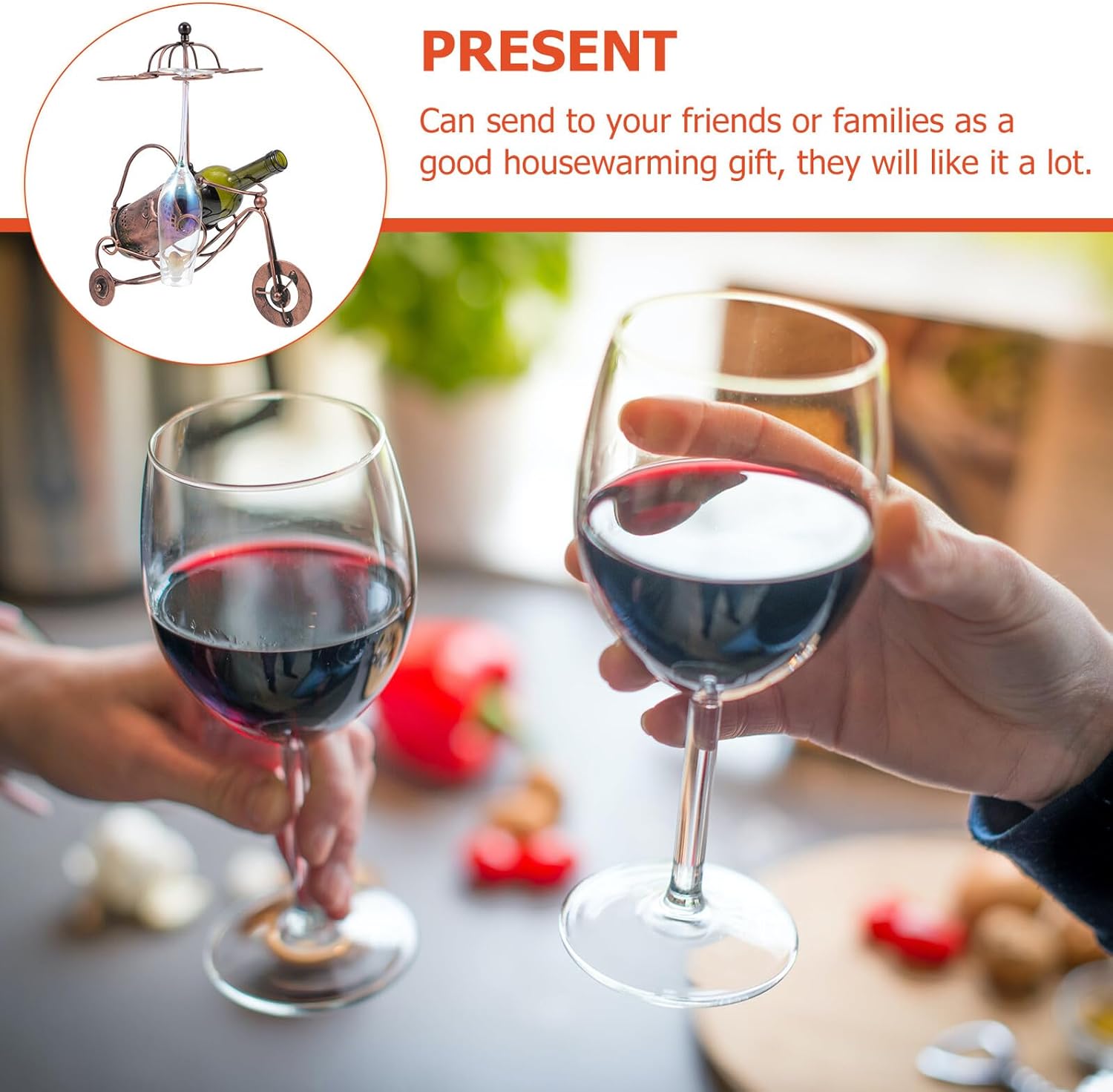 Creative Red Wine Rack Tabletop Holder Stylish Bar Decoration Single Bottle Display Stand Space-Saving Kitchen Organizer Easy to Clean Light Brown Finish