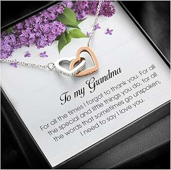 To My Granddaughter Interlocking Heart Necklace - 14k Gold Plated Stainless Steel, With Message Card