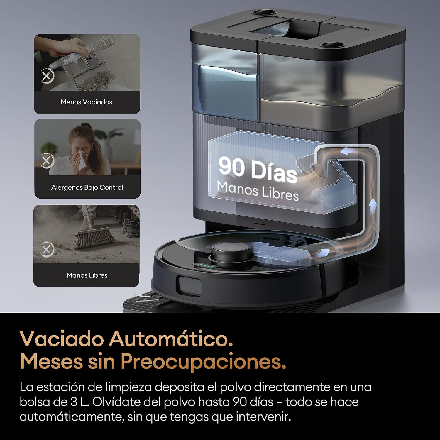 Ultenic MX50 Robot Aspirador y Fregasuelos con IA y Estación Todo en Uno | Autolimpieza con Agua Caliente 65°C y Secado 45°C | Mopa Extensible y Elevación Automática | 20000 Pa Autovaciado 90 Días 10