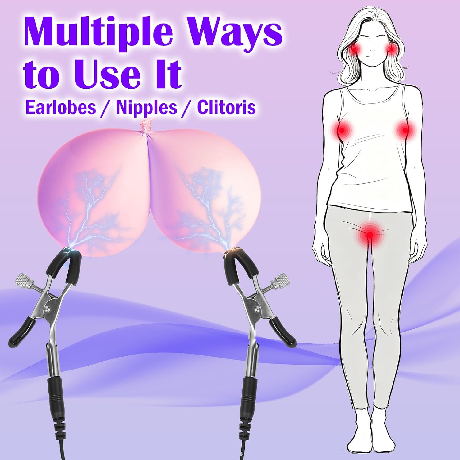 Electric Shock Nipple Clamps Metal Nipple Clips Kinky Sex Toys Breast Chest Clitorist Clamp Adjustable Electric Shock SM Sex Toy with Remote Control Fetish Estim BDSM Torture Adult Toy for Women