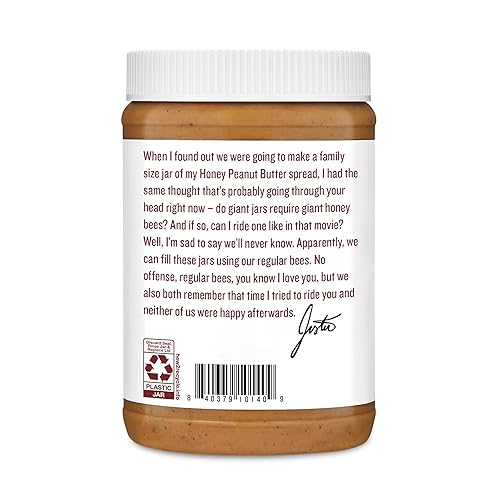 Miniatura 5 de JUSTINS - Mantequilla de maní con miel sin gluten sin remover tarro de 28 onzas