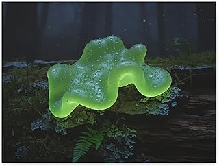 Glow-in-the-Dark Jelly Fungus on a Log - Matte Canvas Wall Art 24 * 18 inch - Made in USA