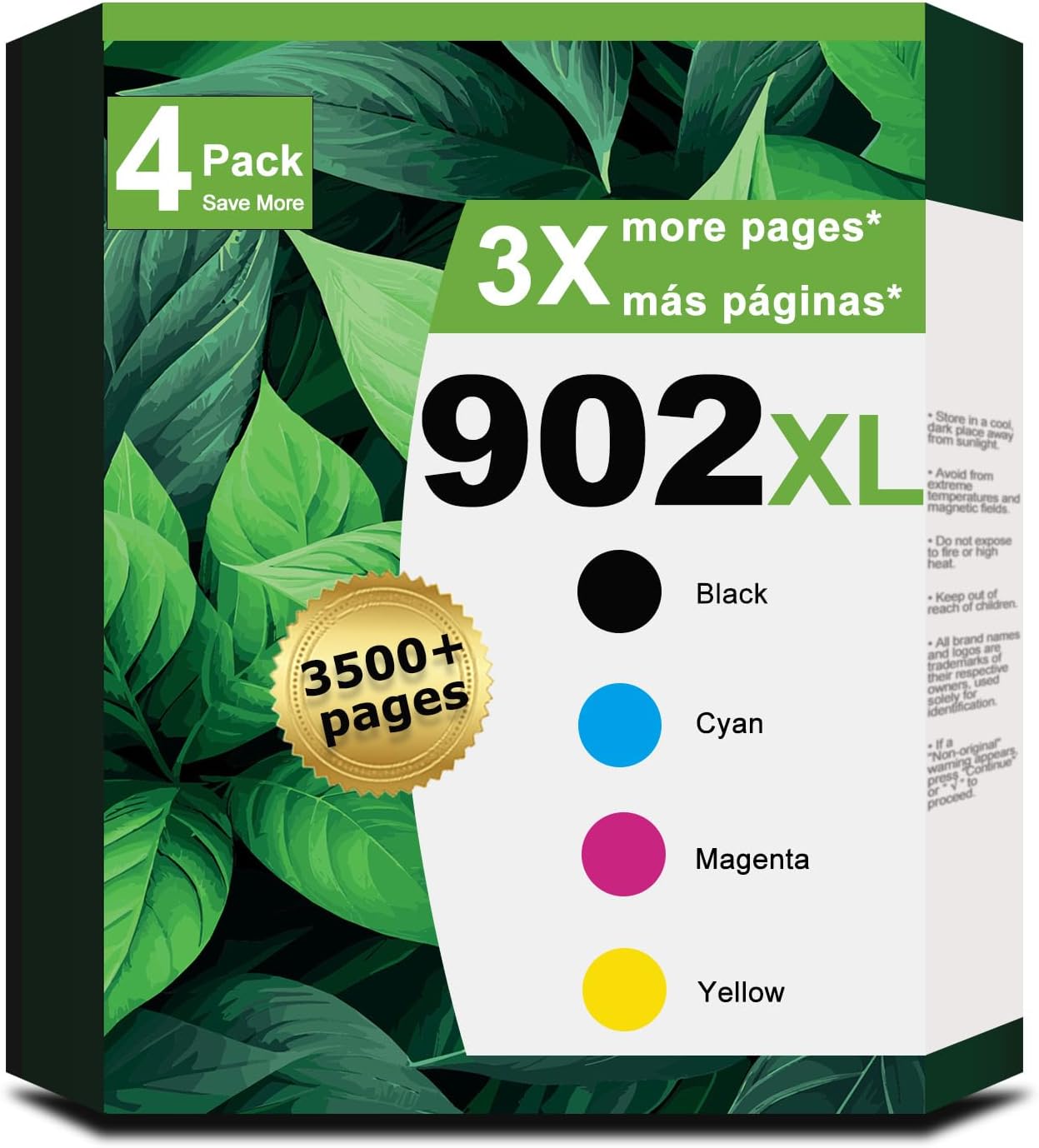 902XL Ink Cartridges Combo Pack Compatible for HP 902 XL Fit for OfficeJet 6978 6968 6958 6970 6960 6975 6962 6950 6954 6951 6956 6961 6963 6964 Printers HP902 HP902XL Black Cyan Magenta Yellow