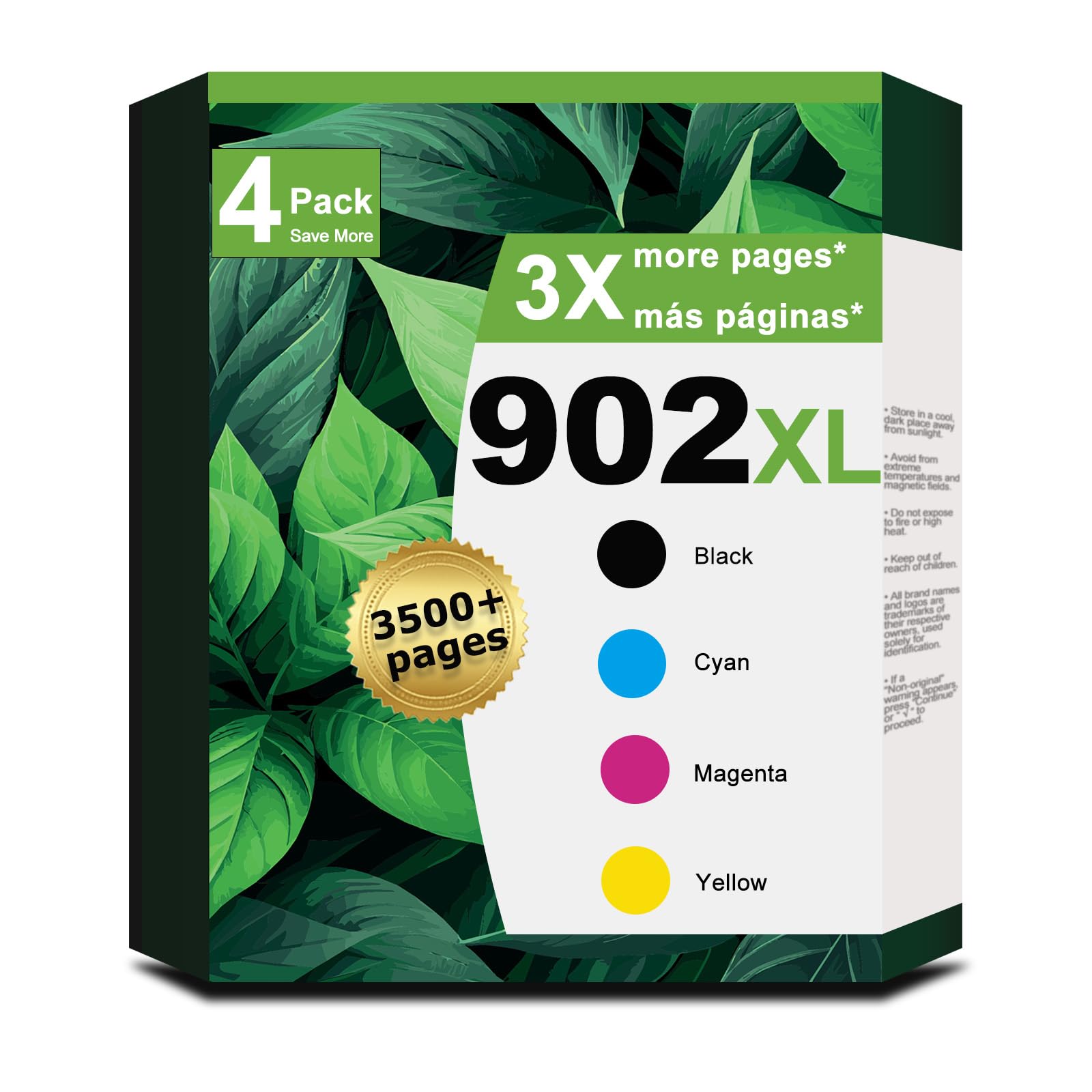 902XL Ink Cartridges Combo Pack Compatible for HP 902 XL Fit for OfficeJet 6978 6968 6958 6970 6960 6975 6962 6950 6954 6951 6956 6961 6963 6964 Printers HP902 HP902XL Black Cyan Magenta Yellow