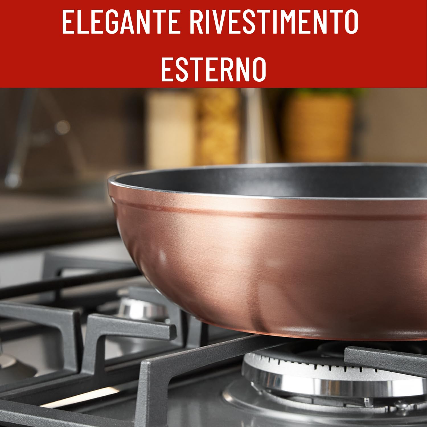 Lagostina Set di Pentole e Padelle Antiaderenti in Alluminio per Gas e Forno 8 Pezzi, Esterno Effetto Rame, Indicatore Cottura Thermo-Signal, con 2 Casseruole, 2 Padelle, Tegame, 3 Coperchi