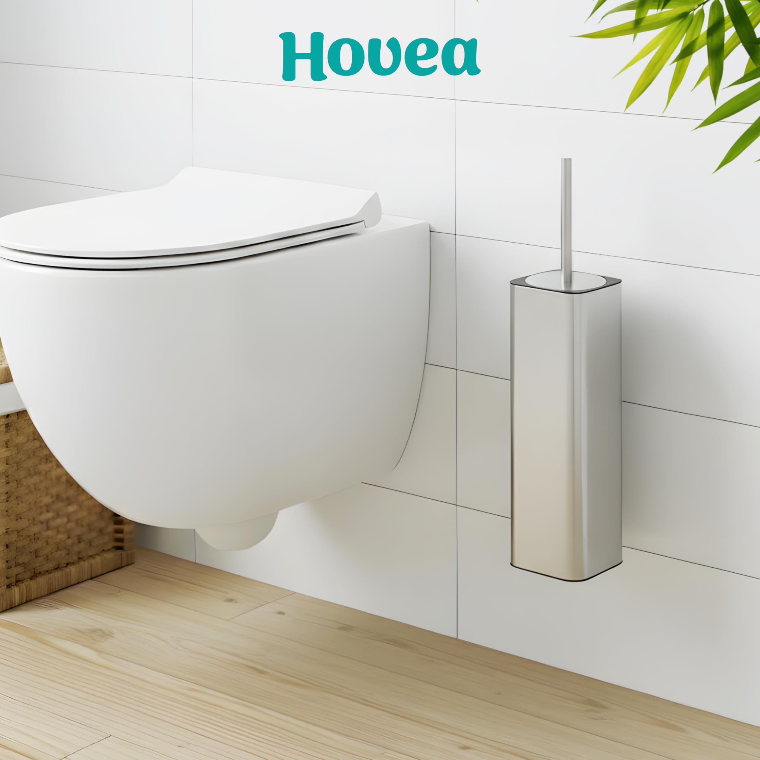 Scopino WC Sospeso - Scopino Silicone e Metallo - Nessuna Foratura - Montaggio a Parete con Adesivo o Vite - Acciaio Inox 304 - Porta Scopino Bagno WC - WC3681