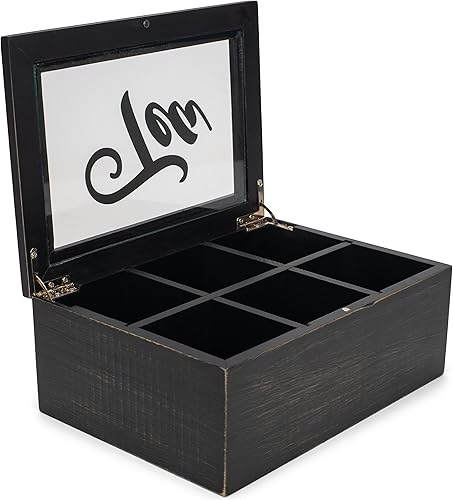 Vista 14 de Cottage Garden Cofre de almacenamiento de té de madera blanqueada de 9 x 6.25 pulgadas de madera de pino Encalar