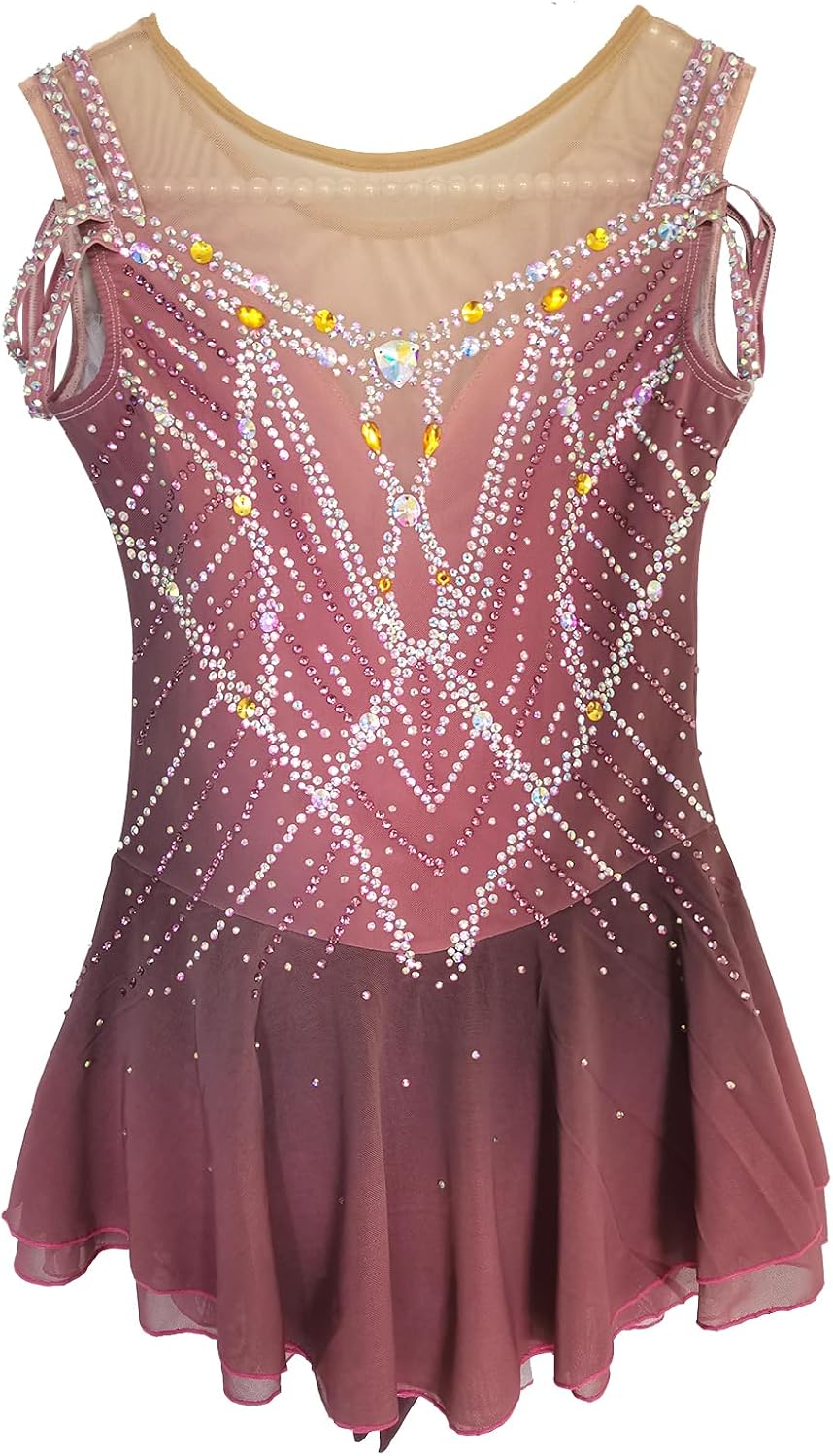 Purple Girls Rhinestone Ice Figure Skating Dress Competition Wear