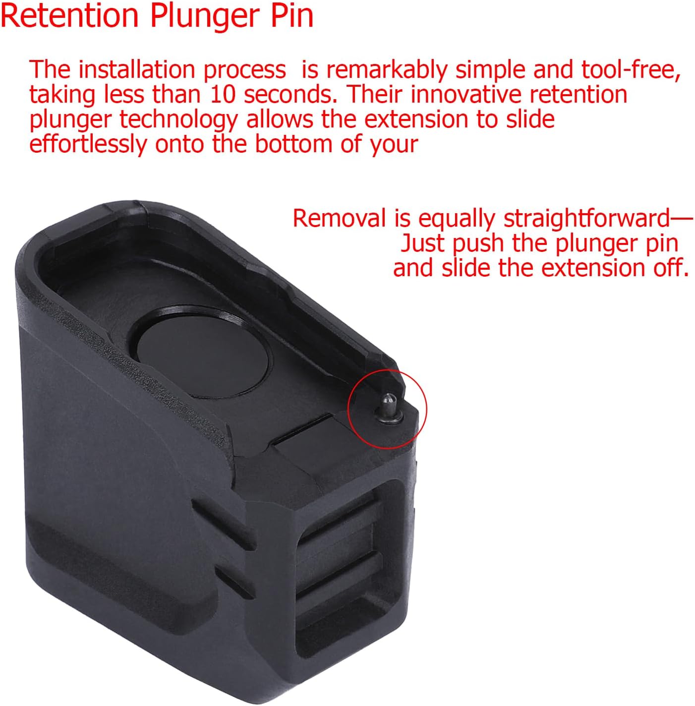 Nylon Enhanced Added Weight Extension for Glock 43X & 48 OEM 10 RD,Does not Alter Capacity