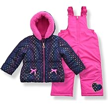 Arctic Quest Girls Bib Snow Pants and Ski Jacket Water-resistant Snowsuit for Kids Winter Jacket for Girls Hooded