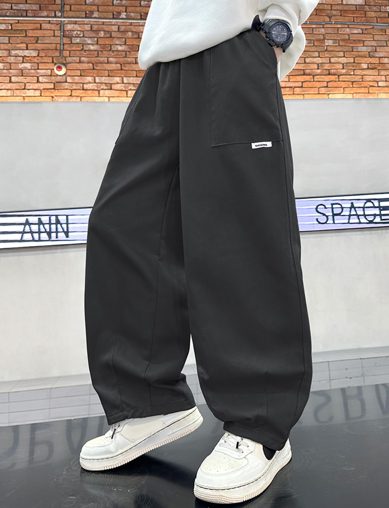 Happy Cherry Pantalon Hip Hop Baggy pour Garçons Adolescents Pantalon Décontracté en Coton pour Enfants Streetwear Jambes Larges