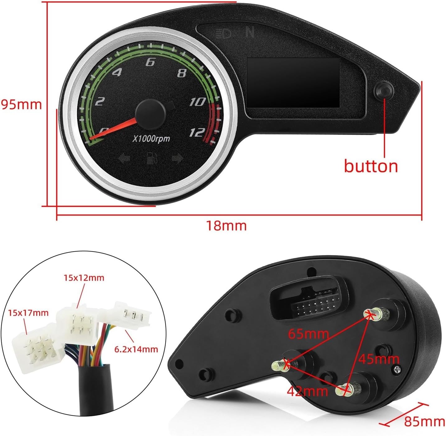 Motorcycle Speedometer Gauge Motorcycle Instrument Assembly Moto Dashboard Digital Odometer Panel for XR150 XR150L XL150 CG150 GY200