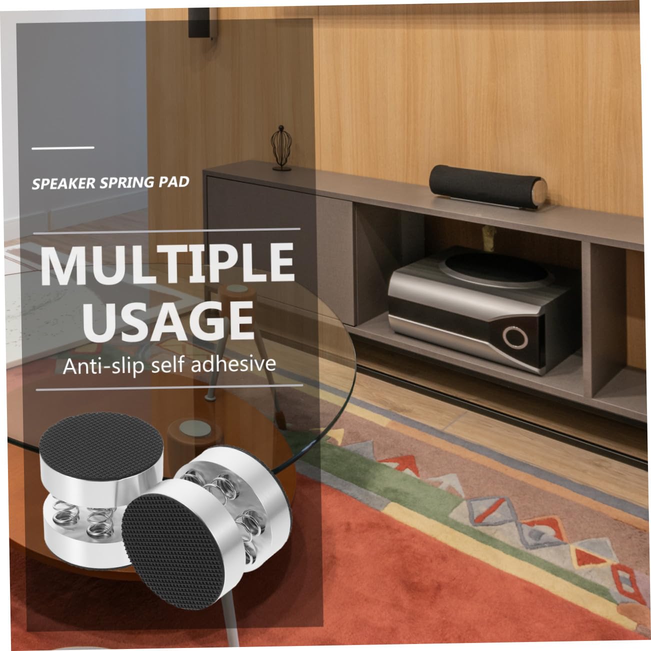 Mikikit Piedini per Altoparlanti Hifi Molla Antiscivolo in Lega di Alluminio e Gomma, 4 Pezzi, Supporto Stabile per Casse da Studio e Speaker Smart, per Casa e Ktv