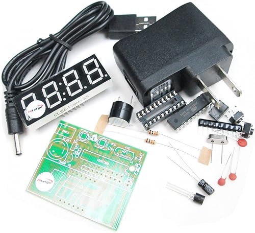HiLetgo 0.56 pulgadas 4 bits tubo digital rojo reloj electrónico DIY Kit de reloj de producción electrónica Suite Time Chip AT89C2051 FR-4 PCB para