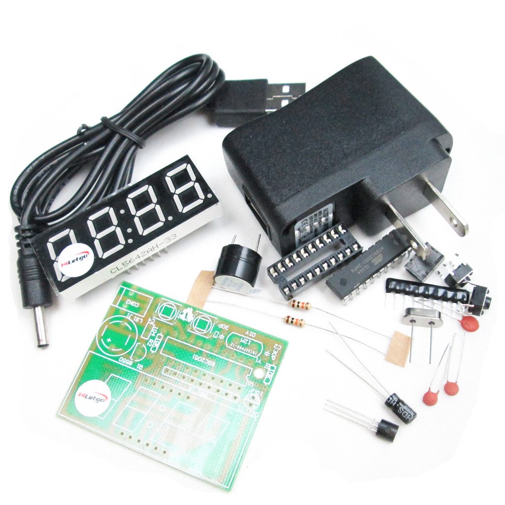 HiLetgo 0.56 Inch 4 Bit Red Digital Tube Electronic Clock DIY Kit Clock Electronic Production Suite Time Chip AT89C2051