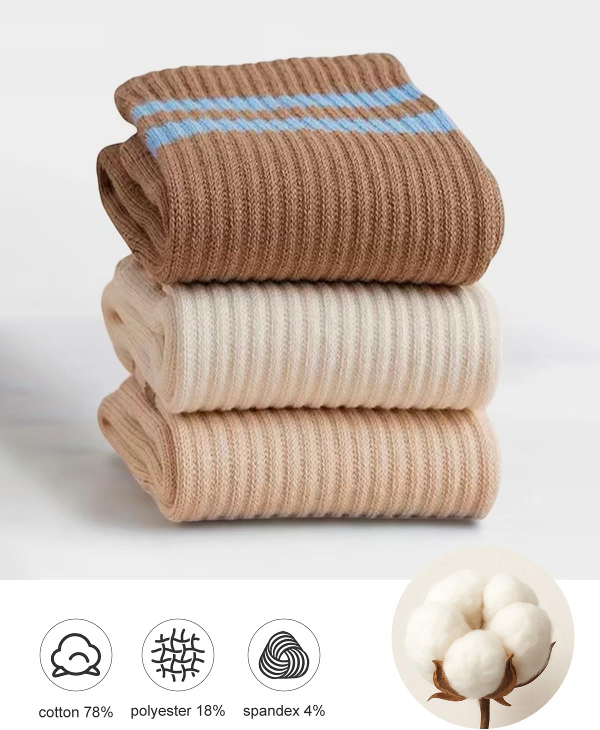 Women's Pilates Grip Crew Socks, Non-Slip Cushioned Yoga &Barre Socks,Classic Stripe &Ombre Styles for Studio &Home