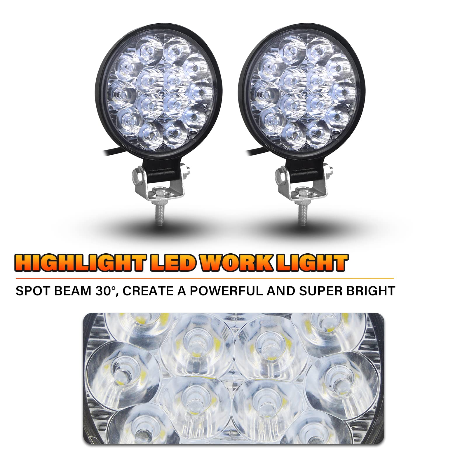 SKYWORLD 10 Pcs Faro da Lavoro Led, 3.2 pollici 42W Rotondo Spot Luci di Lavoro a Led mini fari barra led fuoristrada per 4x4 Auto Moto Off Road Trattore Camion SUV ATV, 6000K Faretti Fendinebbia