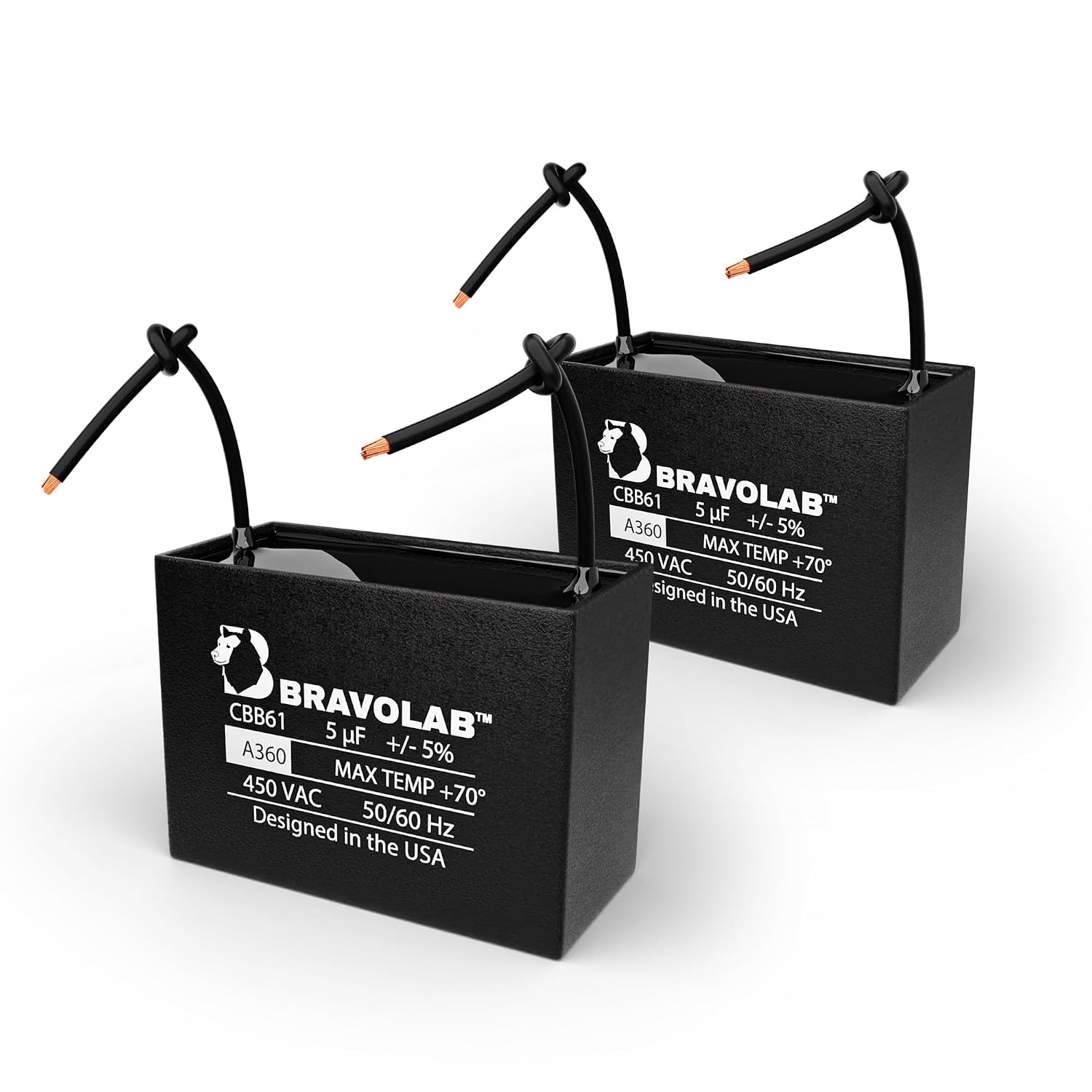 Ceiling Fan Capacitor CBB61 8uF 250VAC 2-Wire Terminal 2-Pack