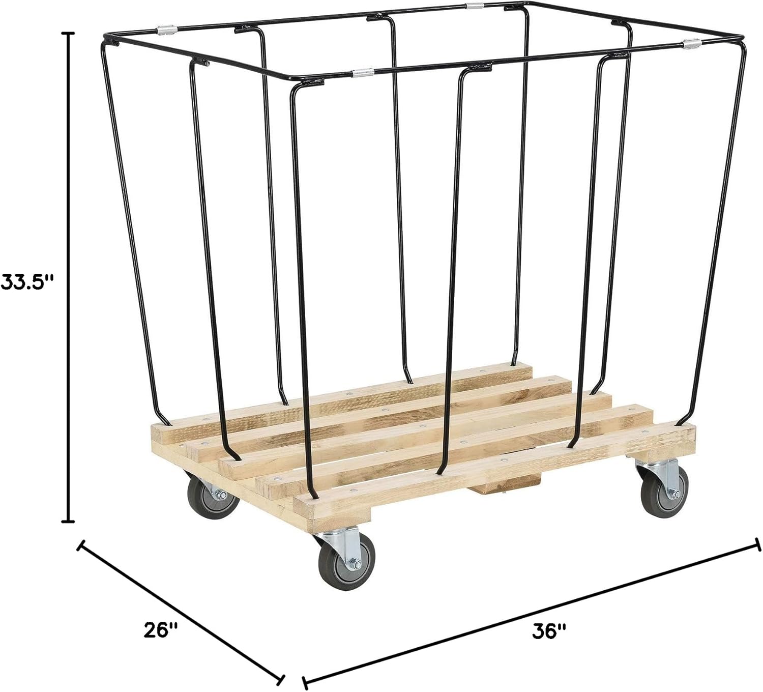 Global Industrial 12 Bushel, Canvas Basket Bulk Truck, 36" L x 26" W x 33-1/2"H, Unassembled, Rolling Laundry Cart, Commercial Material Handling Cart with Swivel Rubber Casters