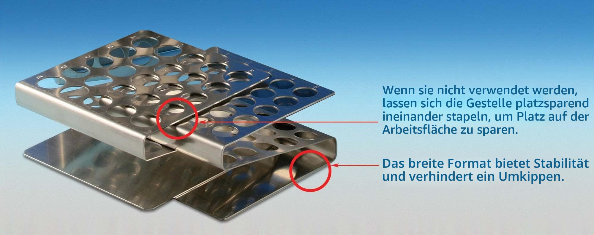 Globe Scientific Stainless Steel "Z" Shape Tube Rack, 457200, Holds 16mm and 17mm Tubes, 25-Place, Each