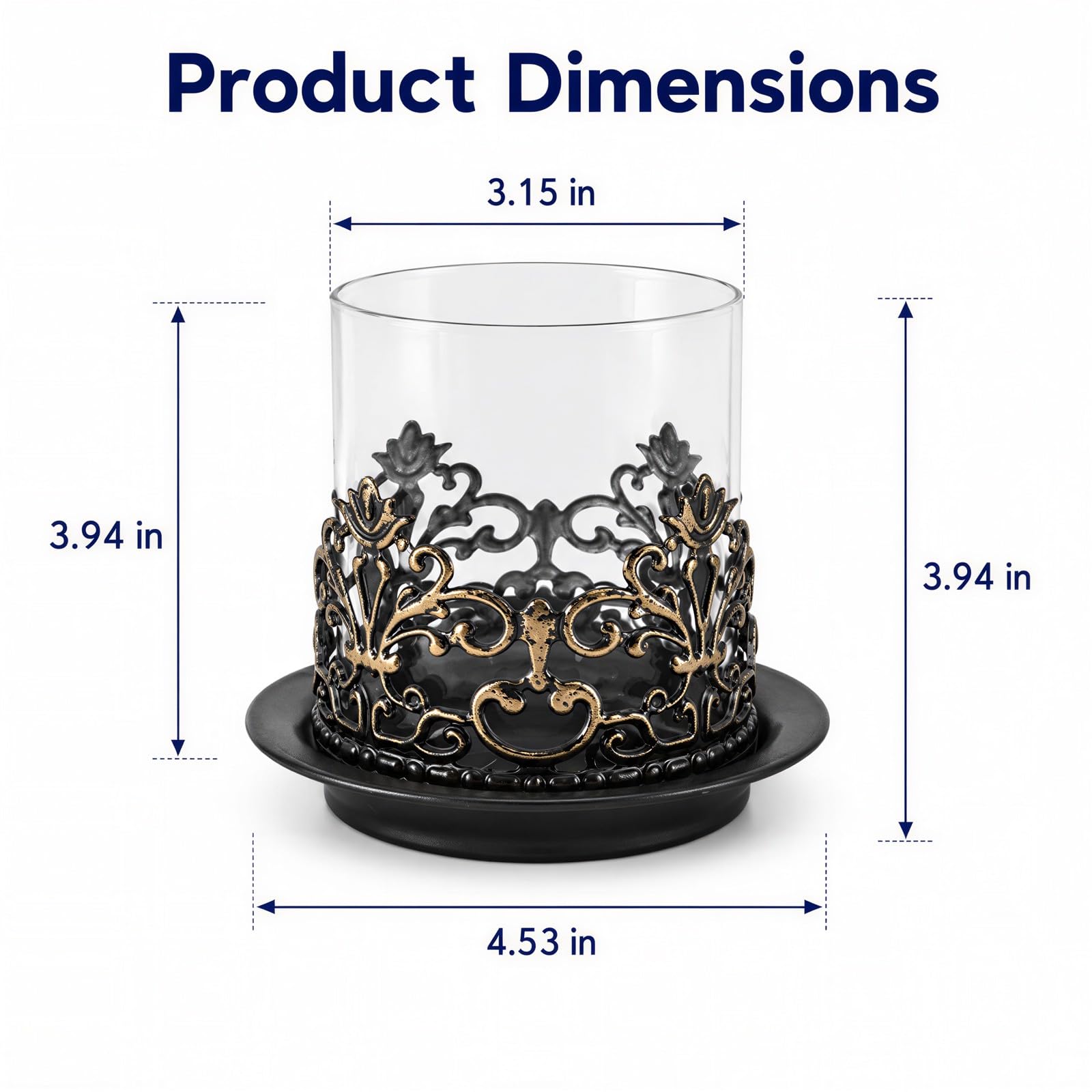 2 STK. Hurricane Kerzenhalter mit Vintage Style und Gothic Design, schwarzer Metallbasis-Säulenhalter für Tischkerzen, Elegante Tischdeko für Wohnraum und Hochzeitsfeiern, Tischarrangements