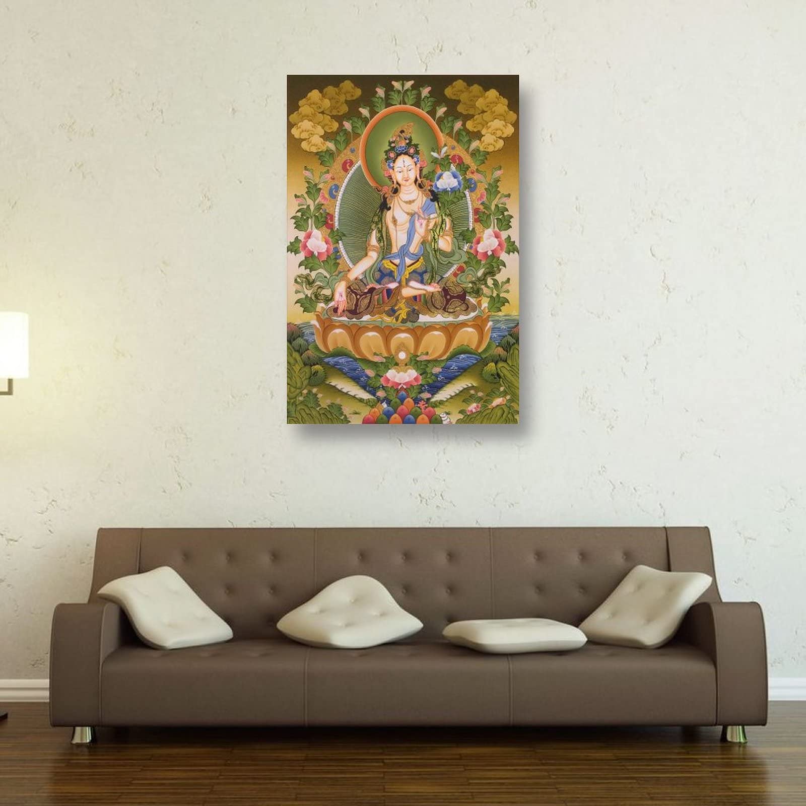 Poster bianco Tara Buddismo Religione Meditazione Buddha Bodhisattva su tela Regali per la pittura Poster Decorazione della stanza Decorazione della casa 40 x 60 cm (40 x 60 cm)