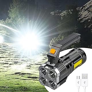 Rechargeable LED Flashlights, Portable Waterproof Handheld Super Brightest Flashlights with Sidelight 4X LED Zoomable,Suitable for Outdoor Camping Emergency Lantern