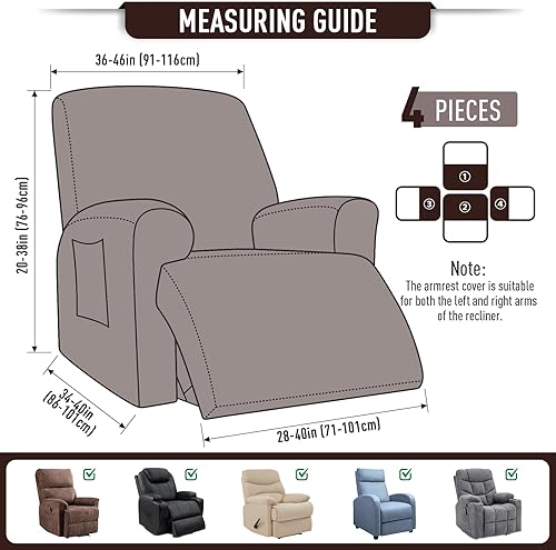 Vista 46 de TAOCOCO Funda para sofá biplaza reclinable, 6 piezas, fundas de sofá reclinable dobles para sofá biplaza reclinable doble de 2 asientos, protector