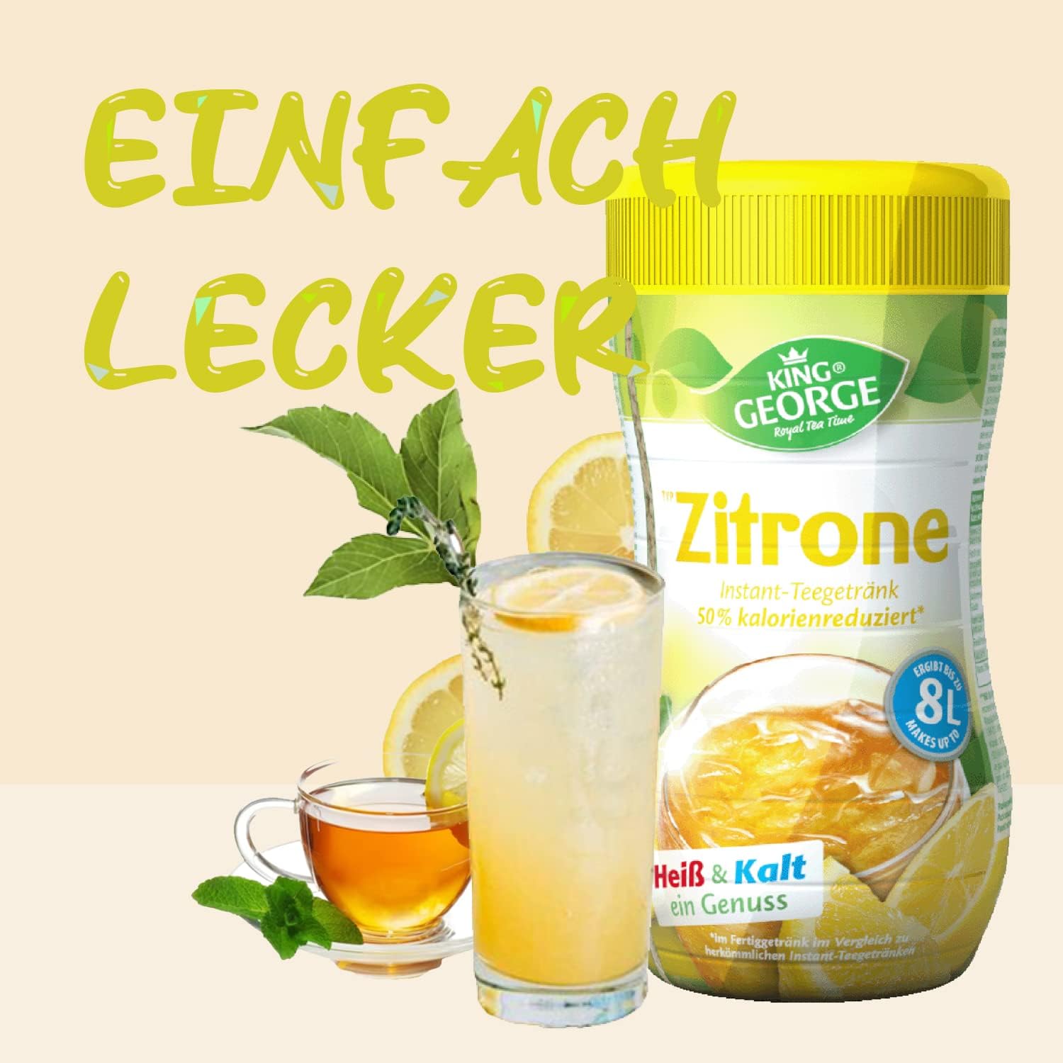 King George Bebida de té instantánea de limón, 12 x 400 g Bebida de té instantánea de cítricos y limón con Vitamina C, Paquete económico de té en Migas, Bebida en Polvo, Bebida refrescant