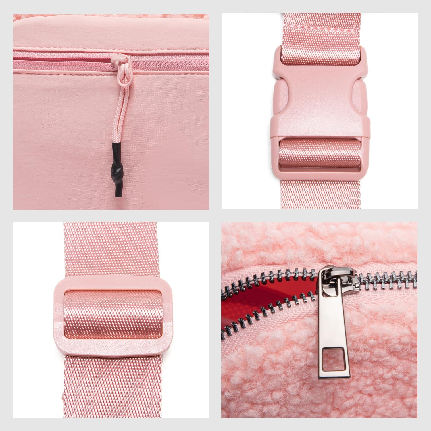 Gitus Fleece Belt Bag Sherpa Fanny Pack Crossbody Bags for Women Fashion Waist Packs with Adjustable Strap for Gym Travel Hiking Running Trending Gifts for Teen Girls Women Men (Light Pink) - Image 4