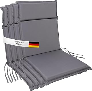 ALBATROS Gartenstuhl Sitzauflage 4er Set Gartenstuhlauflagen Sitzpolster Sitzkissen Outdoor Anthrazit 99x45cm, Hochlehner Auflage UV Beständig wasserabweisend geeignet für Klappstühle
