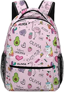 Fovanxixi Custom Cute Unicorn Flamingo Backpack for Kids Boys Girls Personalized Name Text Children Backpack School Bag Customized Daypack Schoolbag for Student Bookbag