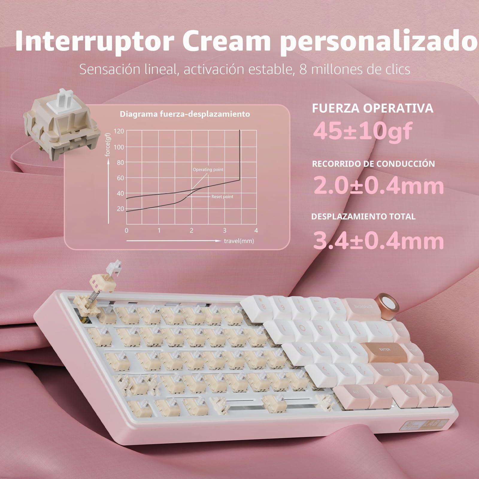RK ROYAL KLUDGE Teclado mecánico con cable R65 con perilla de volumen, 60% RGB retroiluminado para juegos con teclas PBT, perfil MDA, QMK/VIA, interruptor crema intercambiable en caliente de 66 teclas