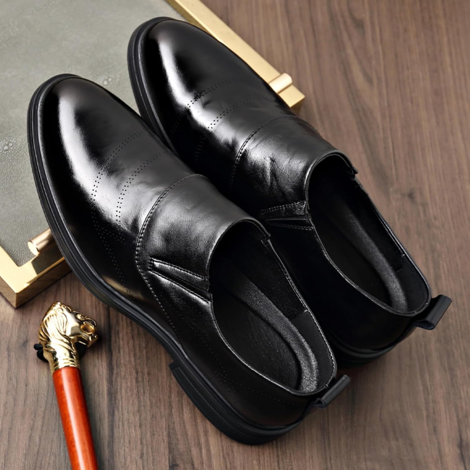Men's Polished Leather Dress Shoes, Formal Business Footwear - Fashionable for Office Days, Business Trips & Evening Events