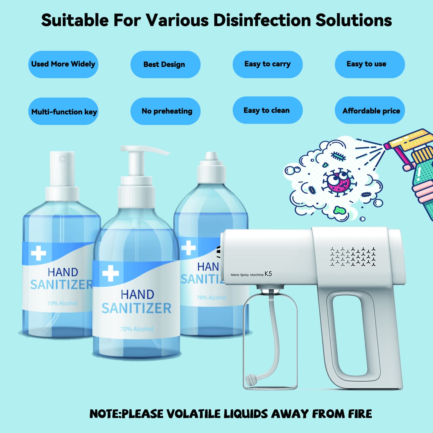 Atomizer Sprayer??îHandheld Convenient Mini Spray Gun??îLarge Capacity Electric Sprayer Nozzle Adjustable Fogge??î Nano Atomizer for Home Party School Hotel Tracel??êK5 ??ë