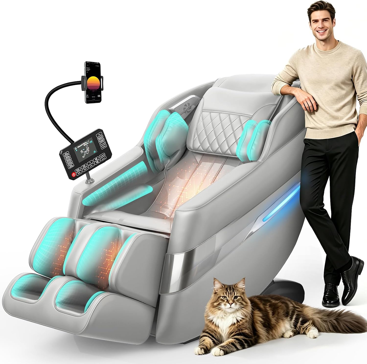 FURNIMAT 3D Massage Chair Full Body SL-Track, Body Scan, Shiatsu Recliner | Voice Control, Zero Gravity, 22 Programs, 16 Airbags, 5 Techniques, Foot Massage, Heated, No Assembly, for Back & Neck Pain