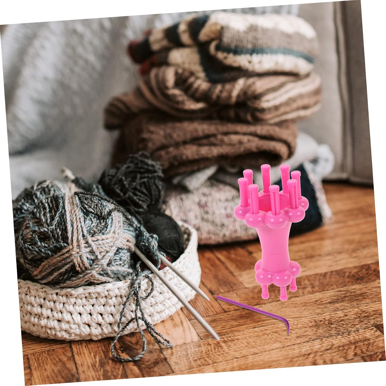 ULDIGI 1 Set Knitting Loom Accessories Knitting Loom Machine Ergonomic Crochet Hooks Yarn Rope Knitting Loom Double- Head DIY Knitting Loom Hook Knitted Socks Knitting Machine to Rotate