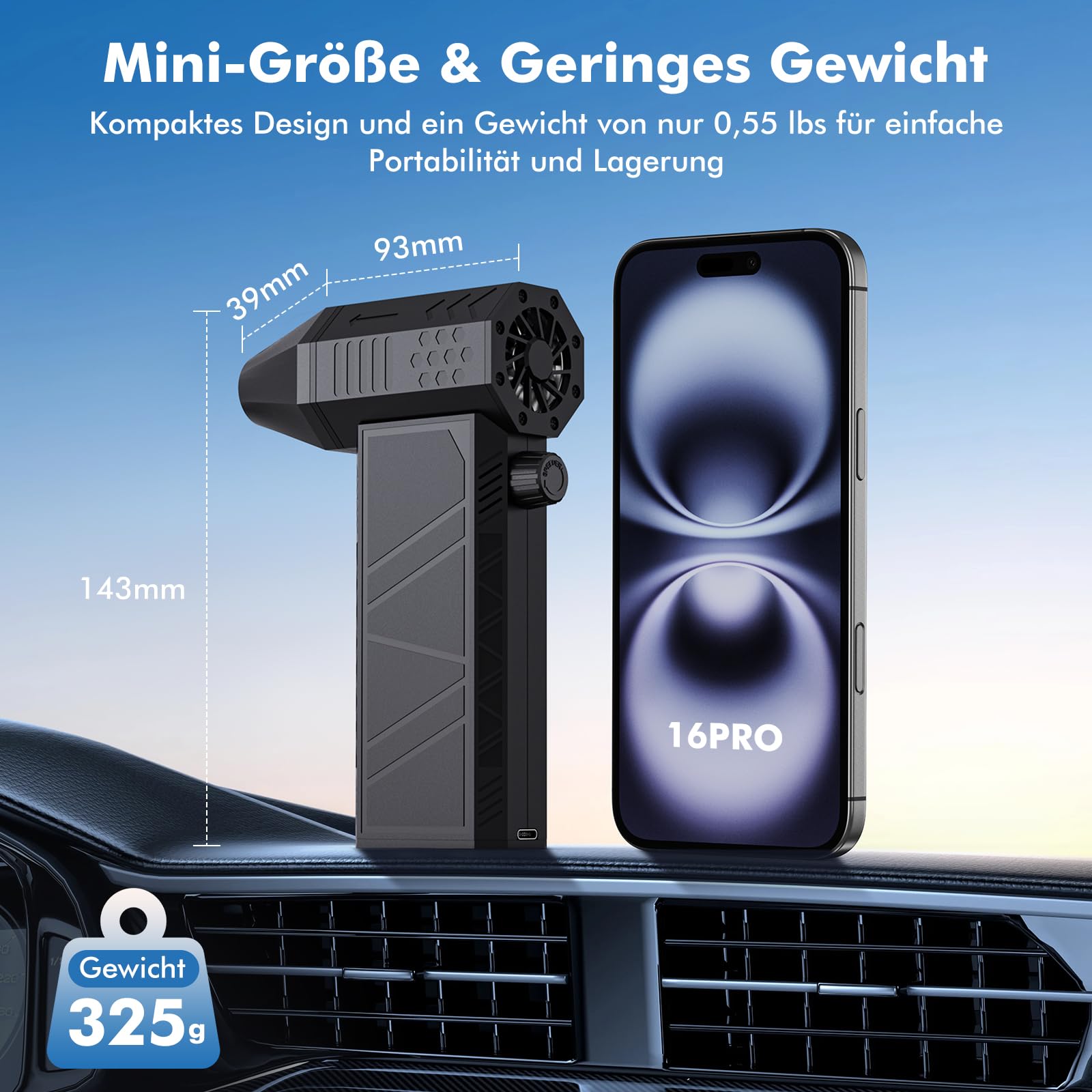 Elektrische Staubgebläse Luftdruckspray, 130000 U/min, Druckluft Compressed Air Duster mit 8000mAh Akku, Reinigungsbürste und USB Schnellladung, für PC Reinigungsset, Sofa, Auto