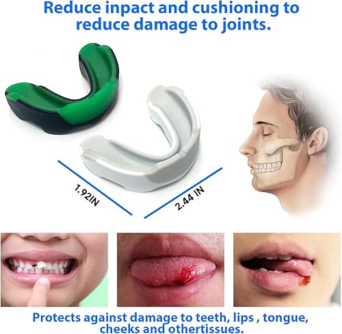 Miniatura 4 de Paquete de 2 protectores bucales deportivos para adultos, protector bucal duradero añadido nuevo EVA endurecido, protección para boxeo, fútbol,