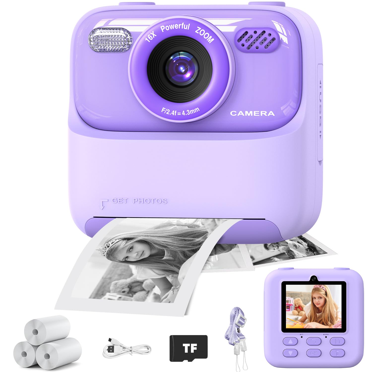 masterbee Macchina Fotografica Istantanea, Regalo Bambina/Regalo Bambino, Fotocamera per Bambini, Macchina Fotografica Bambini, Video HD 1080P, Giochi Bambini 3 4 5 6 7 8 9 10 11 12 Anni