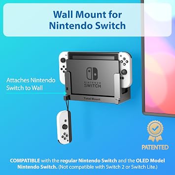 TotalMount Wall Mount for Nintendo Switch 1 (Mounts Switch 1 by TV) Switch 1 Gray