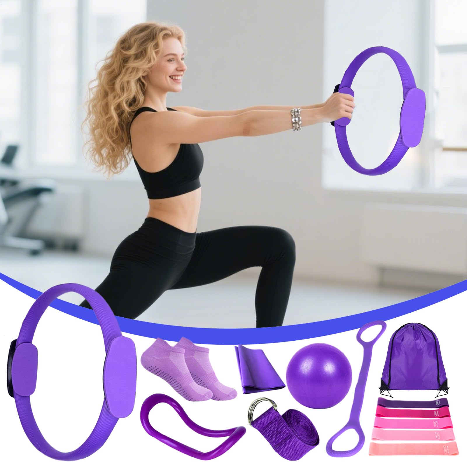Better Me Kit Pilates Complet 14 Pièces Maison Accessoires Yoga Fitness Femme