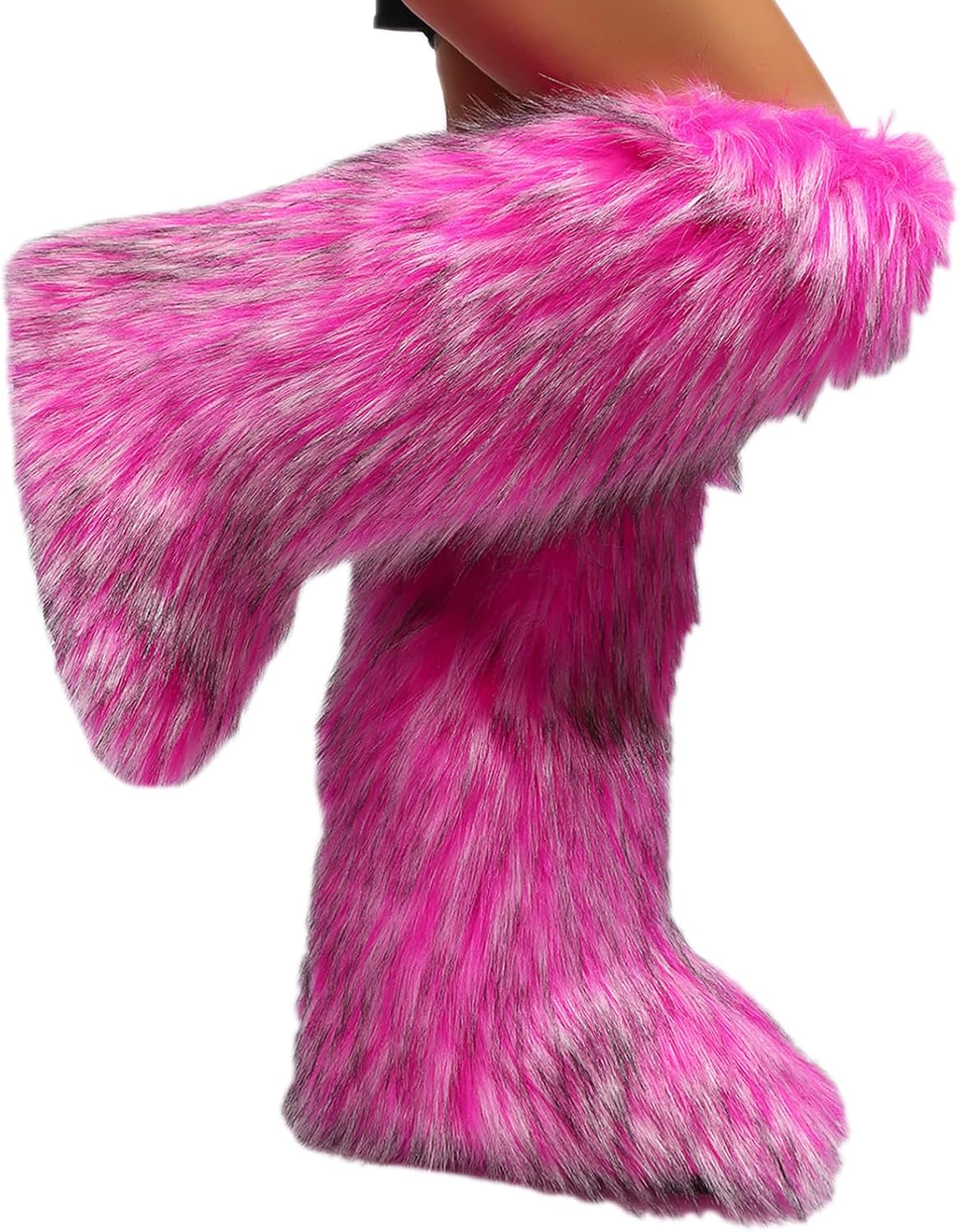 Women's Snow Boots Faux Fur Knee High Boots Y2k Winter Plush Long Shoes Round Toe Pull-on Flat Cozy Warm Outdoor Indoor Fashion Party